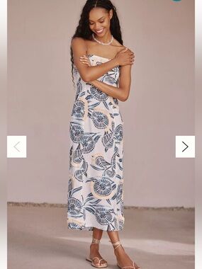 Anthropologie Celadine The Aliza Strapless Linen Blend Maxi Dress Small
